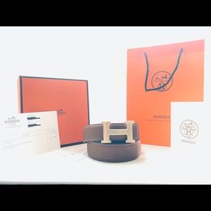 100% Authentic Hermès Reversible Belt Orange Sz 95